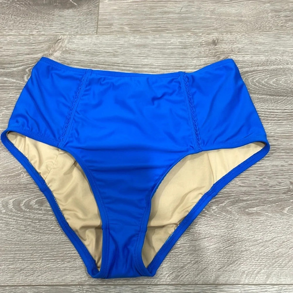 NWT J. Crew High Rise Waist and Triangle Top Bikini Swimsuit Blue Floral S - Picture 3 of 16